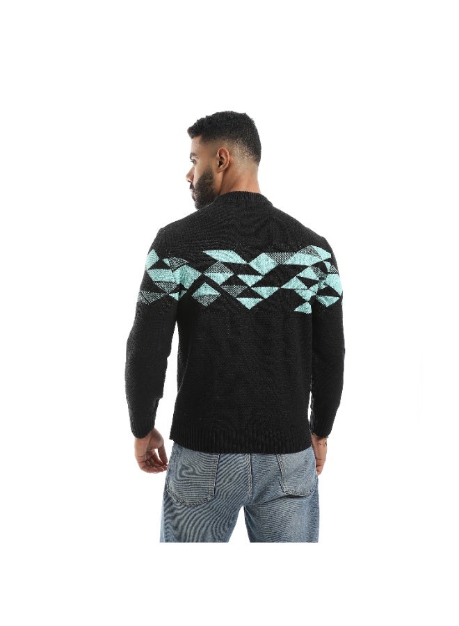 Caesar Men's wool pullover with triangle pattern on the chest - Image 3