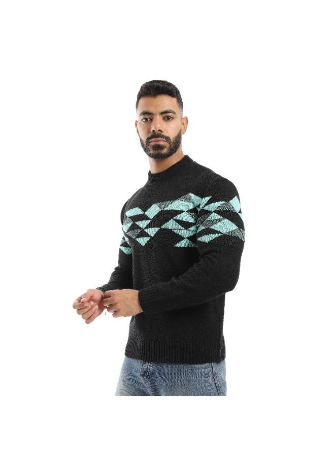 Caesar Men's wool pullover with triangle pattern on the chest - Image 2