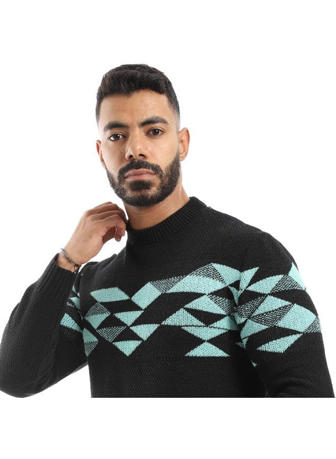 Caesar Men's wool pullover with triangle pattern on the chest - Image 4