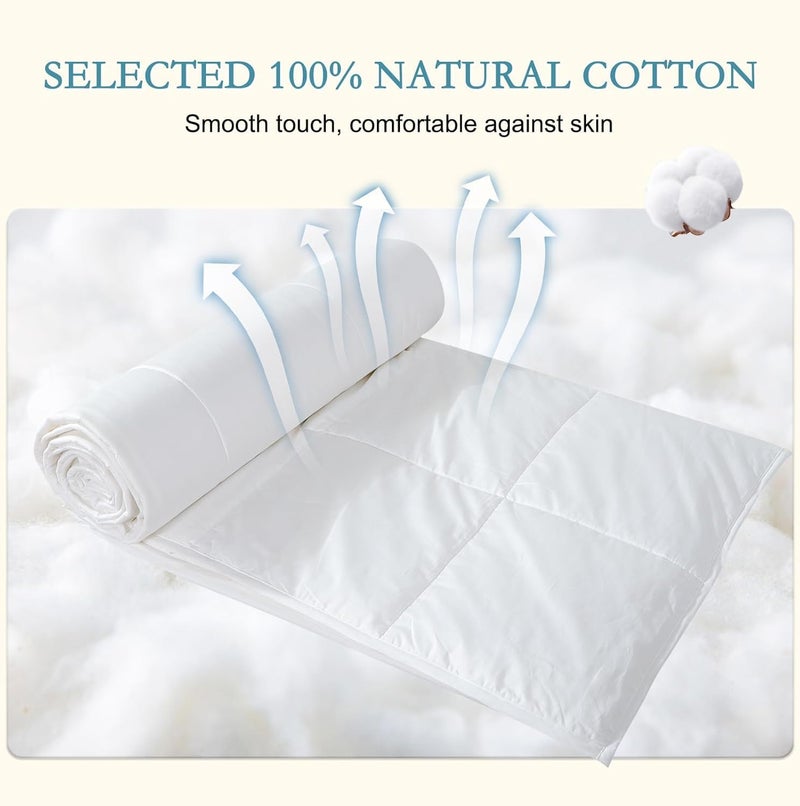YOUR MOON Summer Lightweight Wool Comforter Twin Size- Breathable & Thin Duvet Insert for Hot Sleepers, 100% Australian Wool Filling 100GSM with Pure Cotton Shell (White) - Image 5