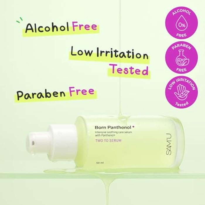 SAM'U Born Panthenol Two-to Serum with Centella Asiatica & Green Tea Seed Serum for women, Hydrating and Soothing Formula with Hyaluronic Acid – Korean Skincare for All Skin Types (50ml / 1.69 fl oz) - Image 5