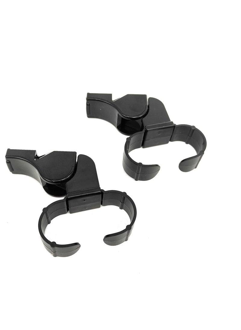 Y&D 2 PCS Handheld Whistle, Finger Grip Reusable Referee Whistle Black Plastic Grip, Sports Whistles, Loud Crisp Sound  - Image 1
