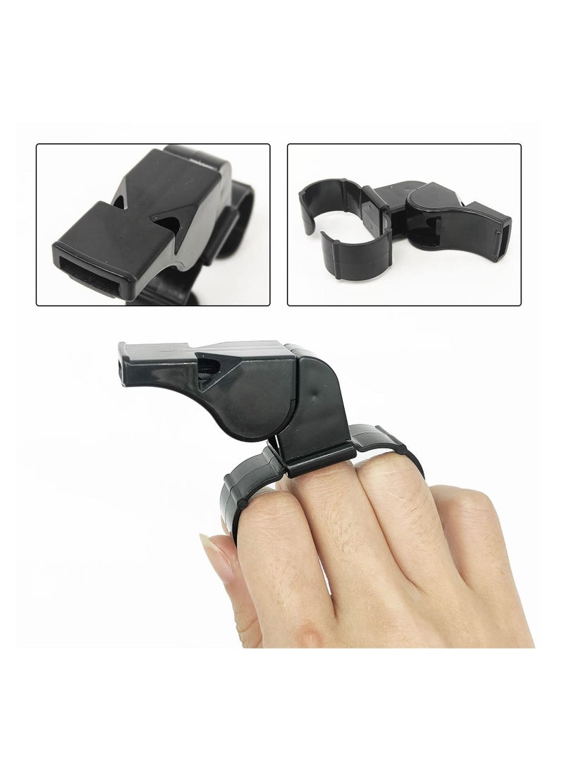 2 PCS Handheld Whistle, Finger Grip Reusable Referee Whistle Black Plastic Grip, Sports Whistles, Loud Crisp Sound