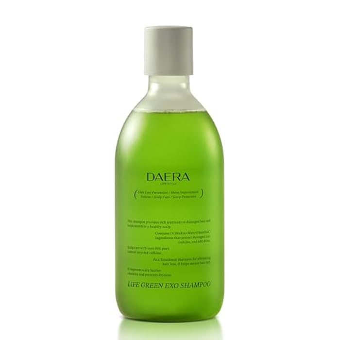 DAERA Life Green Exo Shampoo for Thinning Hair Thickening, 10.24 fl oz, Caffeine Biotin Scalp Deep Cleansing, Volumizing, Natural Heartleaf Extract, Women & Men, All Skin Types - Image 1