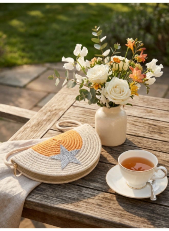 Sunny Citrus Straw Clutch Bag - Image 5