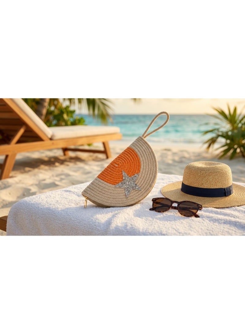 Sunny Citrus Straw Clutch Bag - Image 3