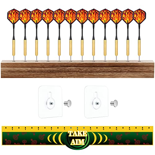 Kathfly 5 Pcs Dart Holder Wall Mount Displays Sets Including 1 Wooden Darts Holder 2 Throw Line Marker 2 Hook for Dart Storage Displaying - Image 1