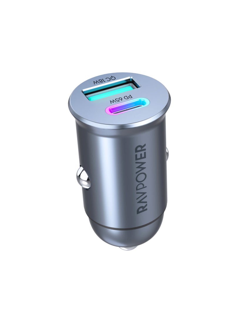راف باور شاحن سيارة صغير 65 واط مع منفذ Type-C و USB - Image 1