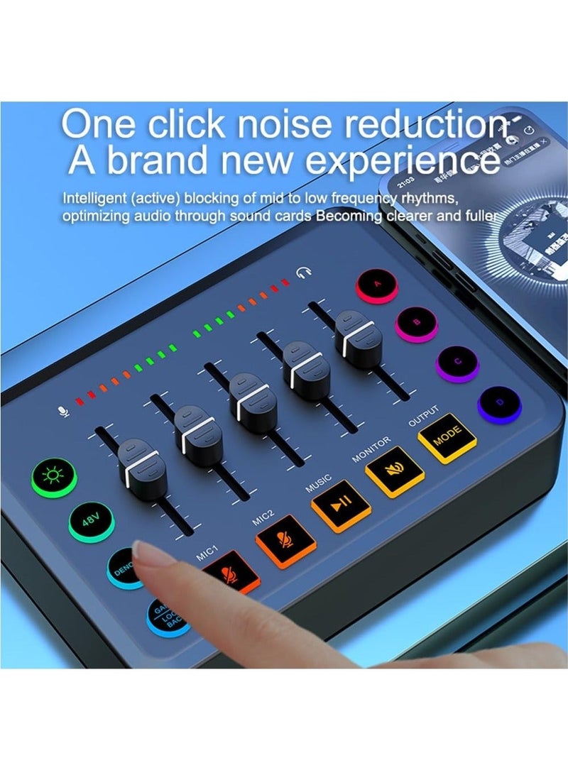والالا مجموعة معدات البث الصوتي، جهاز خلط الصوت DJ، بطاقة صوتية حية شاملة مع ميكروفون، لتسجيل البث الصوتي، الكمبيوتر الشخصي، الهاتف الذكي، يوتيوب، البث المباشر على TikTok، مجموعة ميكروفون سوداء - Image 3