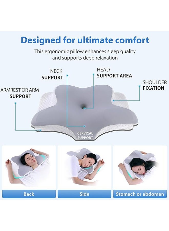 FUNCOT Cervical Pillow for Sleep, Memory Foam Ergonomic Neck Pillow with Breathable Pillowcase, Neck and Shoulder Pain Relief, Ideal for Side, Back and Stomach Sleepers  - Image 2