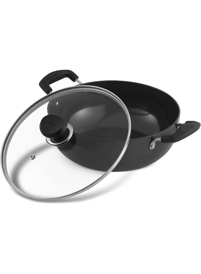 Vinod Hard Anodized Deep Kadai with Glass Lid - 24 cm, 3.1 L (Induction Friendly) - Image 2