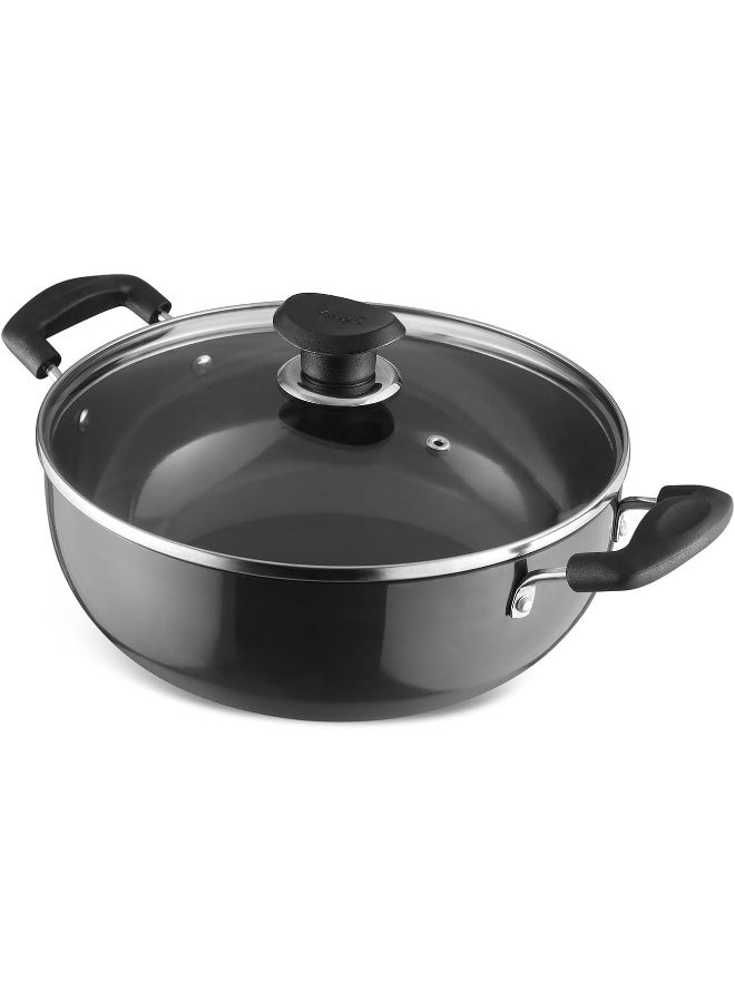 Vinod Hard Anodized Deep Kadai with Glass Lid - 24 cm, 3.1 L (Induction Friendly) - Image 1