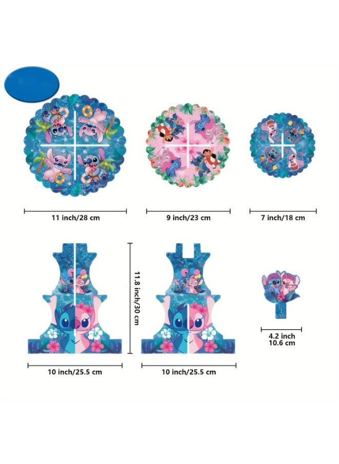 Party Lilo and Stitch birthday party cake stand paper dessert table three-layer cake  - Image 4