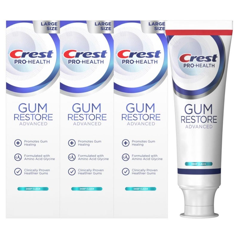 Crest Pro-Health Advanced Gum Restore Deep Clean Toothpaste 4.8 oz Pack of 3 -Anticavity, Antibacterial Flouride Toothpaste, Clinically Proven, Gum and Enamel Protection - Image 1