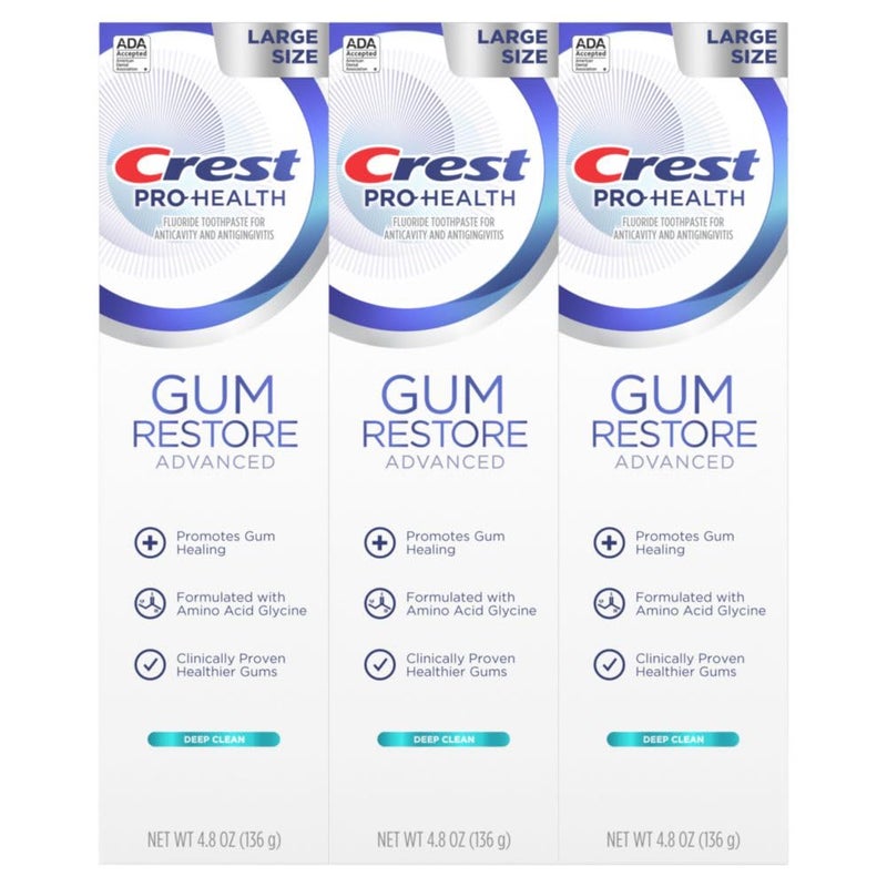 Crest Pro-Health Advanced Gum Restore Deep Clean Toothpaste 4.8 oz Pack of 3 -Anticavity, Antibacterial Flouride Toothpaste, Clinically Proven, Gum and Enamel Protection - Image 2