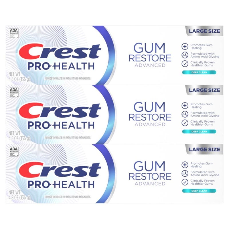 Crest Pro-Health Advanced Gum Restore Deep Clean Toothpaste 4.8 oz Pack of 3 -Anticavity, Antibacterial Flouride Toothpaste, Clinically Proven, Gum and Enamel Protection - Image 3