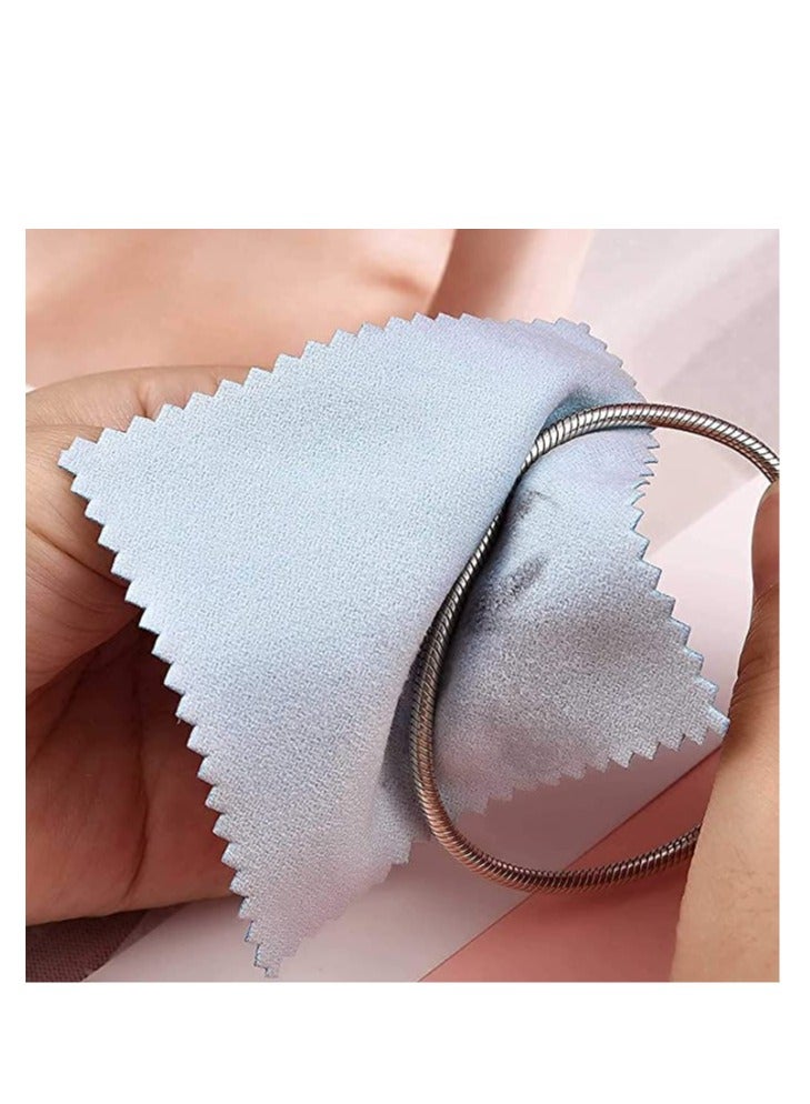 50pcs Jewelry Cleaning Cloth, Double-Sided Polishing Cloth for Sterling Silver Gold Platinum Platinum Jewelry, Watch Coins Non Toxic Tarnish Remover Keeps Jewelry Clean and Shiny, Blue 8x8cm - Image 4