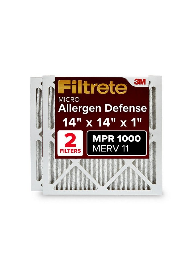 FILTRETE Filtrete 14x14x1 AC Furnace Air Filter, MERV 11, MPR 1000, Micro Allergen Defense, 3-Month Pleated 1-Inch Electrostatic Air Cleaning Filter, 2 Pack (Actual Size 13.81 x 13.81 x 0.81 in)  - Image 1
