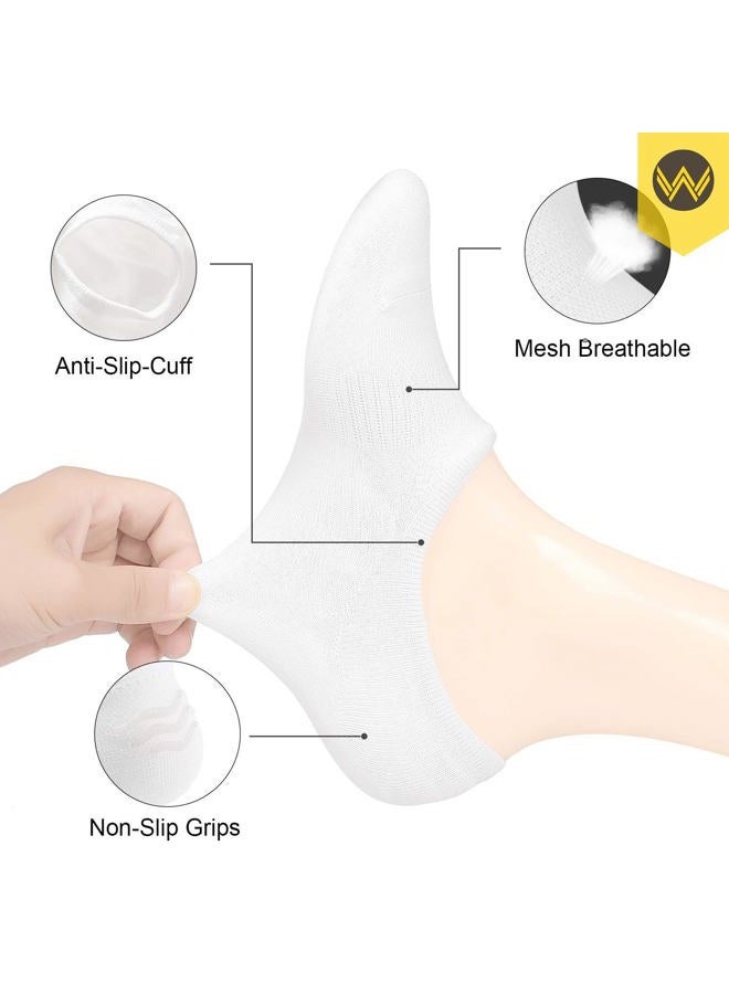 Wander No Show Socks Cotton Non Slip Low Cut Invisible Loafer Socks Men&Women Boat Liner 6-8/9-11, 10 Pairs White, 9-11 - Image 3
