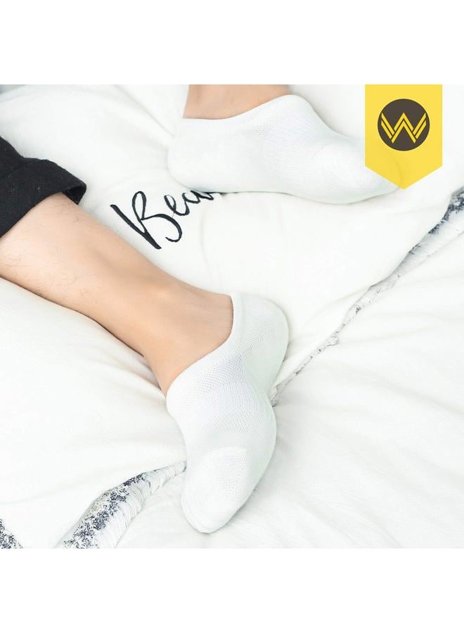 Wander No Show Socks Cotton Non Slip Low Cut Invisible Loafer Socks Men&Women Boat Liner 6-8/9-11, 10 Pairs White, 9-11 - Image 2