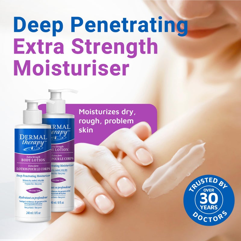 Dermal Therapy Extra Strength Body Lotion â€“ Hydrating Formula with 10% Urea and 5% Alpha Hydroxy Acids | Helps Smooth and Moisturize Dry Skin | 8 fl oz (2-Pack) - Image 2