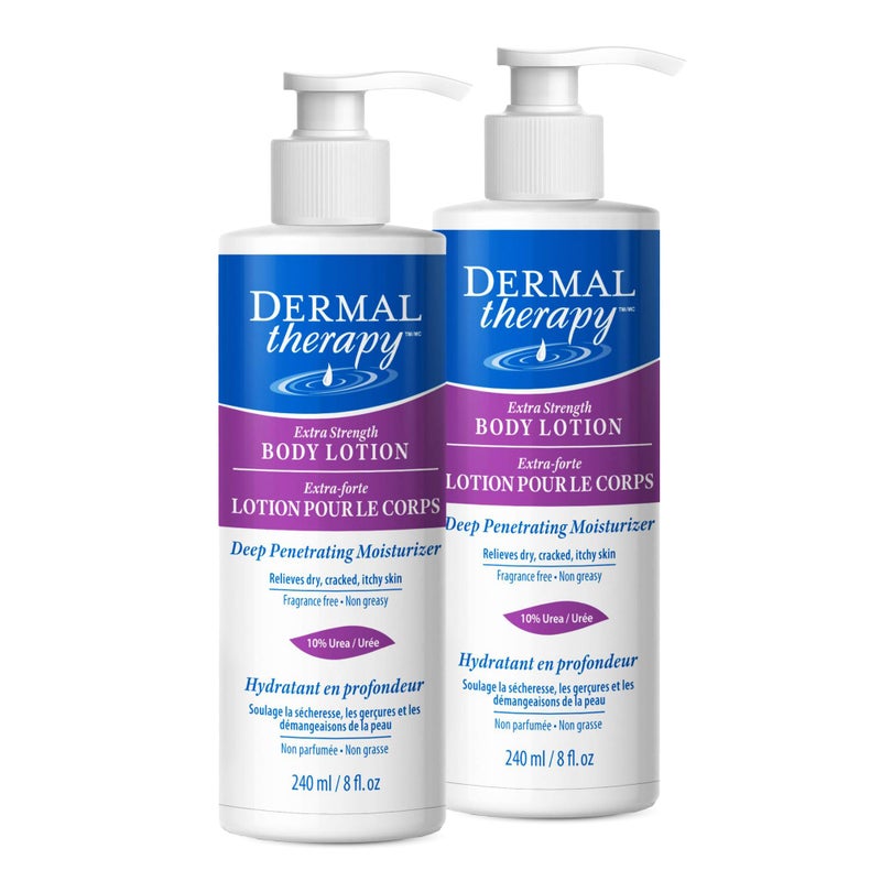 Dermal Therapy Extra Strength Body Lotion â€“ Hydrating Formula with 10% Urea and 5% Alpha Hydroxy Acids | Helps Smooth and Moisturize Dry Skin | 8 fl oz (2-Pack) - Image 1