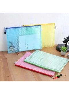 Generic A4 Files Folder 5pcs Zip Lock Mesh Document Files Plastic Wallet Folder for School Office Home Homework Travel Storage  - Image 5