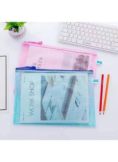 Generic A4 Files Folder 5pcs Zip Lock Mesh Document Files Plastic Wallet Folder for School Office Home Homework Travel Storage  - Image 4