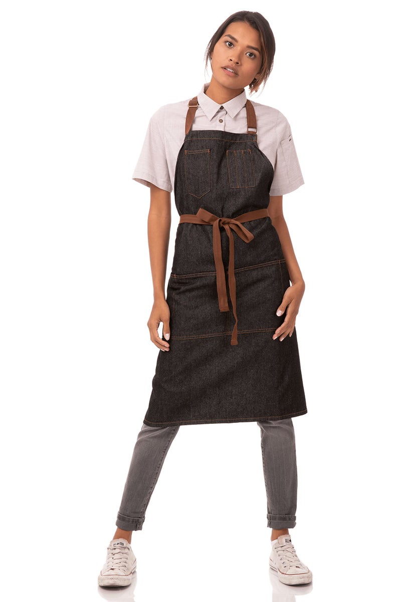 Chef Works Unisex Memphis Bib Apron, Black, One Size - Image 4