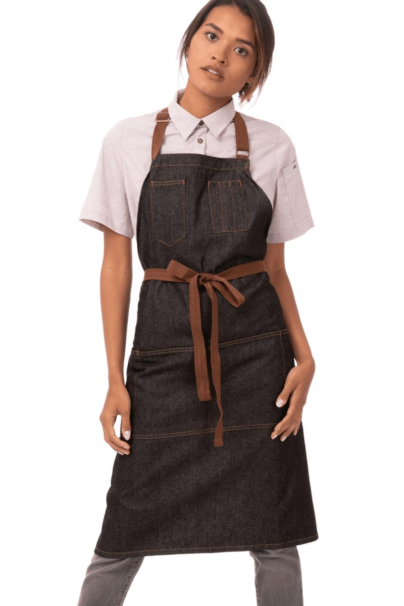 Chef Works Unisex Memphis Bib Apron, Black, One Size - Image 1