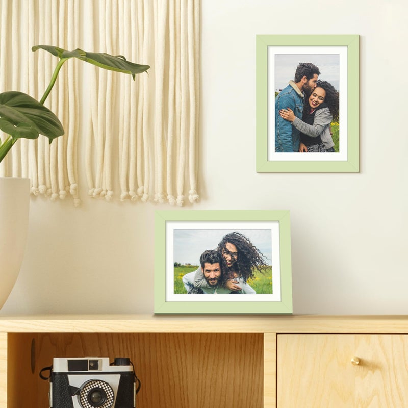 upsimples upsimples 5x7 Picture Frame  Display Pictures 4x6 with Mat or 5 x 7 Without  Wall Hanging Photo Frames  Green  1 Pack - Image 2