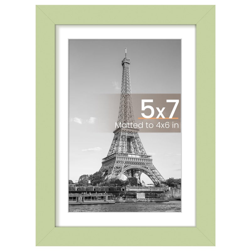upsimples upsimples 5x7 Picture Frame  Display Pictures 4x6 with Mat or 5 x 7 Without  Wall Hanging Photo Frames  Green  1 Pack - Image 1