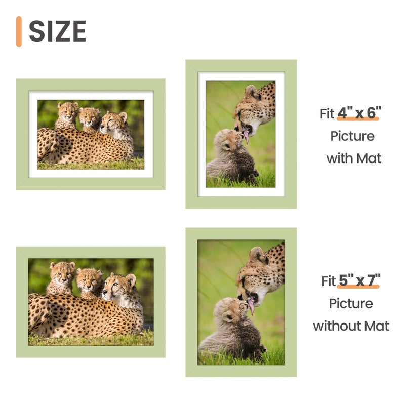 upsimples upsimples 5x7 Picture Frame  Display Pictures 4x6 with Mat or 5 x 7 Without  Wall Hanging Photo Frames  Green  1 Pack - Image 3