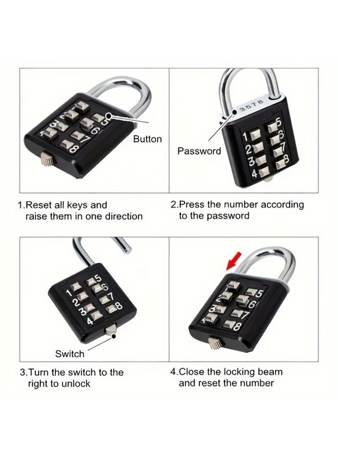 Black Alloy Combination Lock 3 Digit Code Round Dial Luggage Suitcases Drawers - Image 5