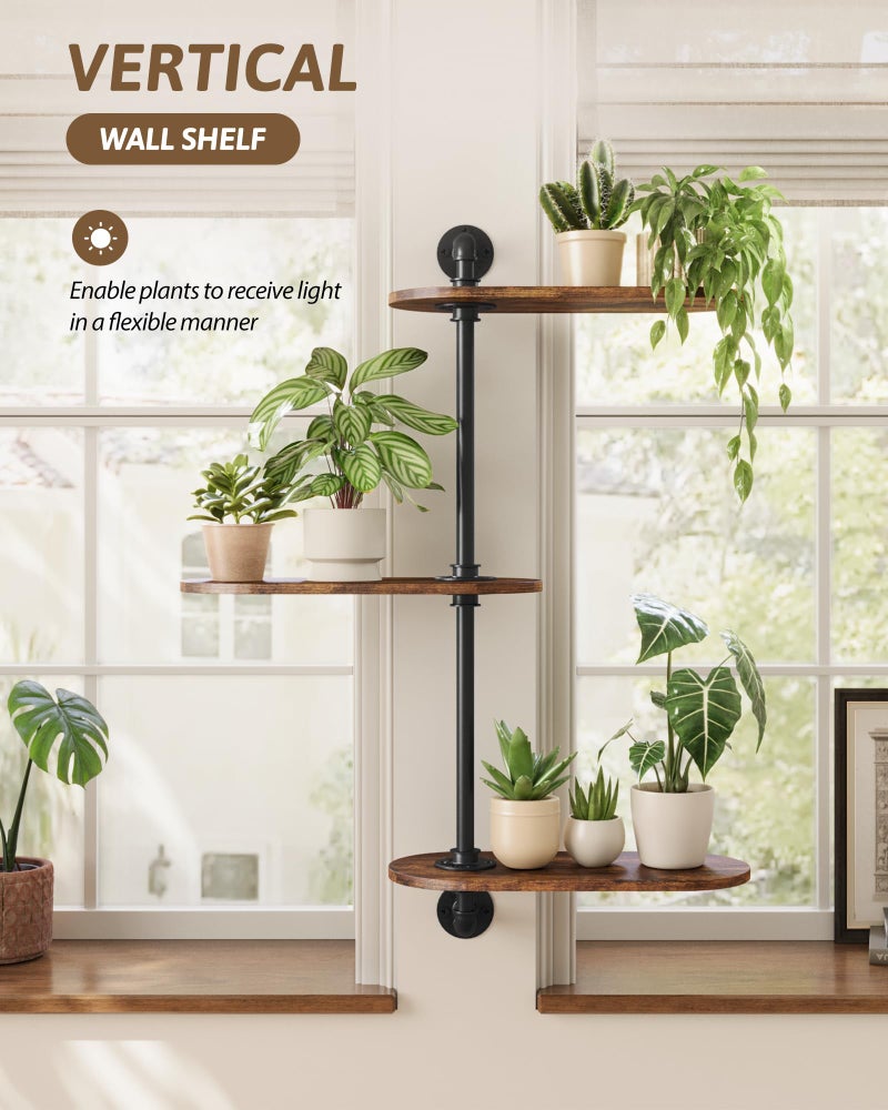 GENTINGBRO Window Plant Shelves 3-Tier Rotating Plant Stand Industrial Window Plant Shelf Wood Wall Mount Decorative Enhanced Indoor Plants Light Exposure Gift Idea for Plant Lovers - Image 5
