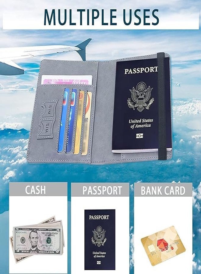 VENJA (LABEL) محفظة جواز سفر للسفر من فينجا مزودة بتقنية حجب RFID | غطاء جواز سفر من الجلد الصناعي مع فتحات متعددة للبطاقات وحامل لبطاقة الصعود إلى الطائرة | منظم ثنائي الطي آمن للرجال والنساء - Image 2