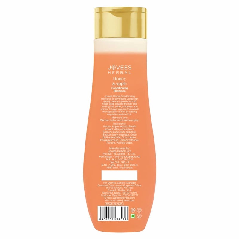 Jovees Herbal Honey Apple Conditioning Shampoo For silky Soft Shiny Hair Repairing Hair Controls Frizz With Peach and Aloe Vera Extracts For Dry to Rough Hair 300 ml - Image 2
