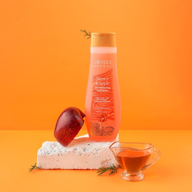 Jovees Herbal Honey Apple Conditioning Shampoo For silky Soft Shiny Hair Repairing Hair Controls Frizz With Peach and Aloe Vera Extracts For Dry to Rough Hair 300 ml - Image 3