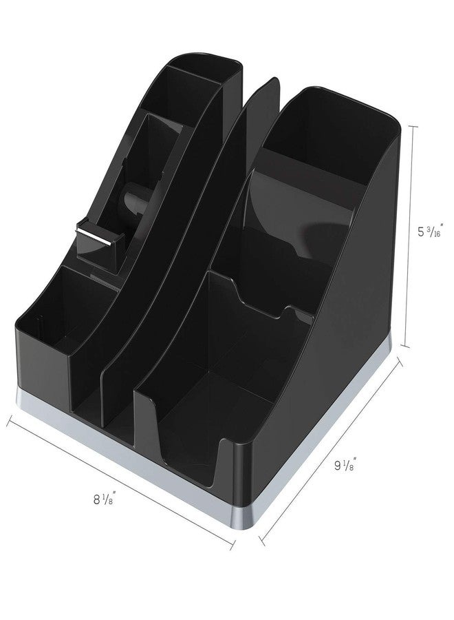 Deflecto 35172 All-in-One Caddy, 8 1/8 x 9 1/8 x 5 3/16, Black/Silver - Image 4