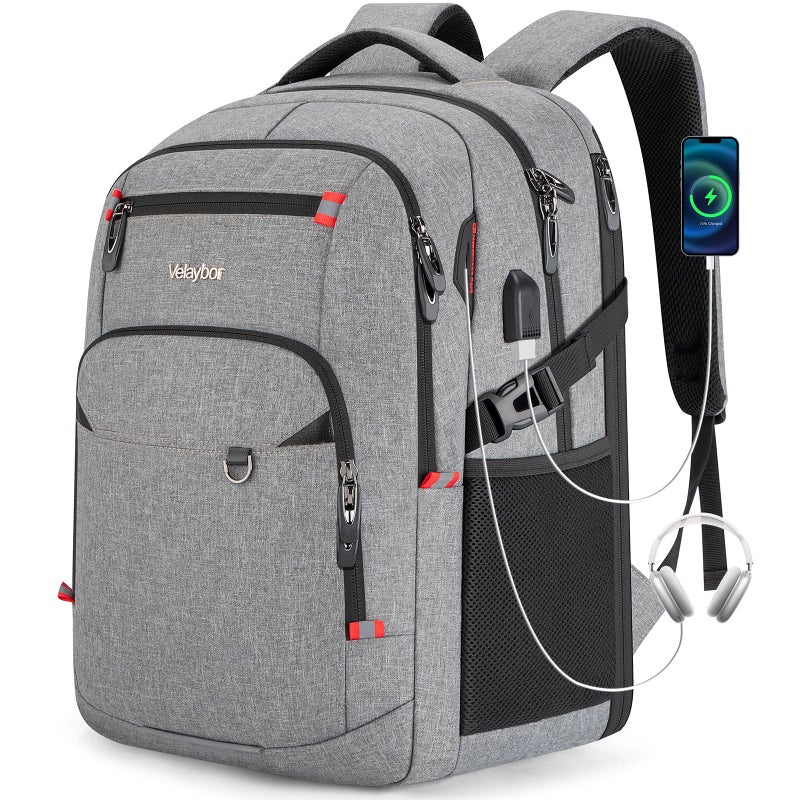 Velaybor 40L Expandable Laptop Backpack, Anti-thief Travel Backpack with USB Charging Port, Airline Approved Business Waterproof Carry on Luggage, Fits 15.6" Laptop for Men Women - Image 1