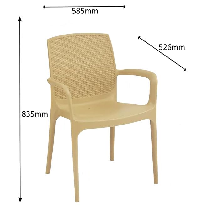 SkyGlamour Supreme Texas Heavy Plastic Chair for Indoor/Outdoor Use (Color: Cane; Qnt: 2 Pc.) - Image 2