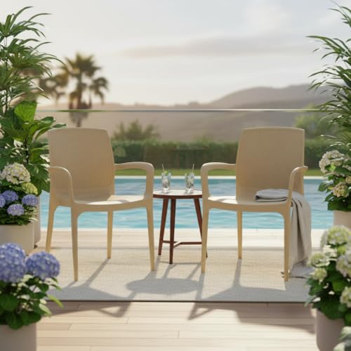 SkyGlamour Supreme Texas Heavy Plastic Chair for Indoor/Outdoor Use (Color: Cane; Qnt: 2 Pc.) - Image 1