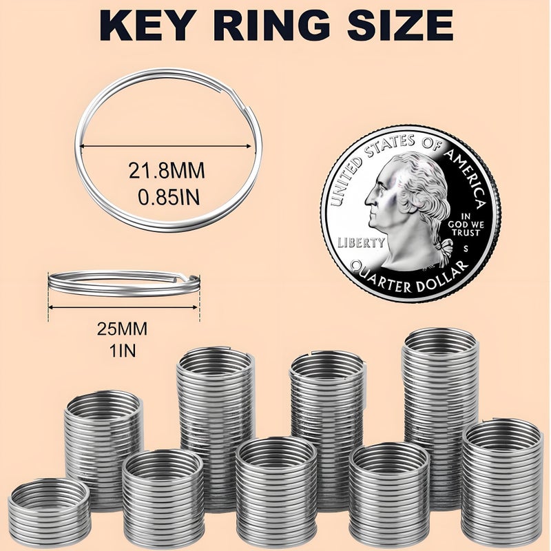 HANDRERLEE 900PCS Split Key Rings Bulk for Keychain for Keychain and Crafts 1 inch (25mm) - Image 2