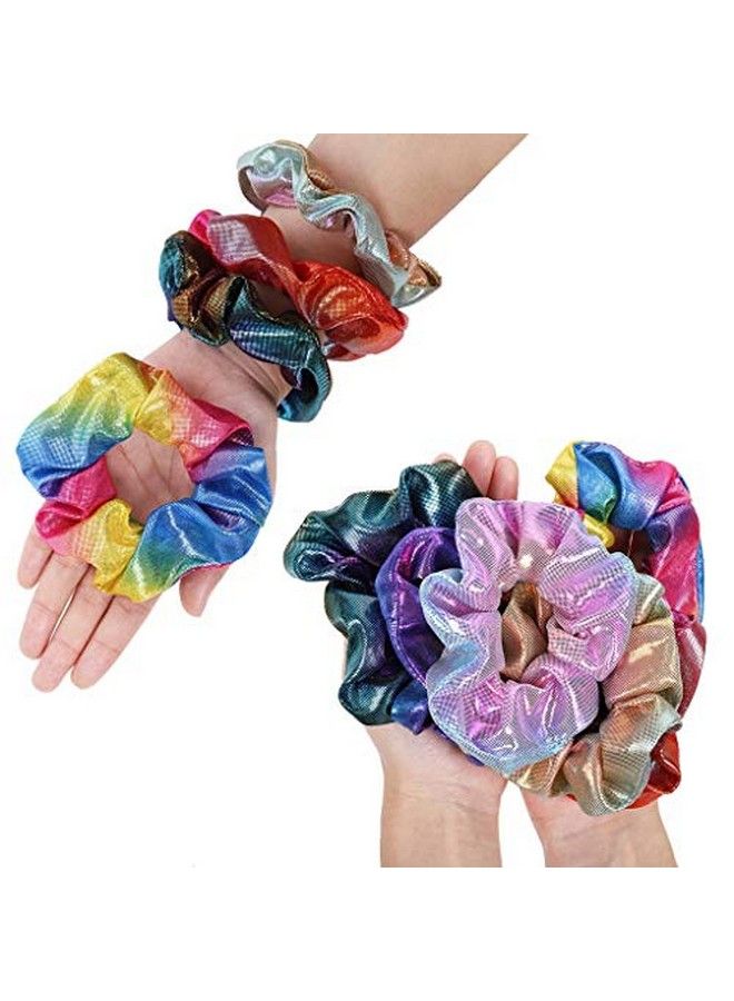 ONWON 8 Pieces Shiny Metallic Scrunes Elastic Hair Bands Scrunchy Hair Scrunes Mermaid Hair Bow Elastics Ponytail Holder Hair Ties Ropes For Women Girls Hair Accessories - Image 4