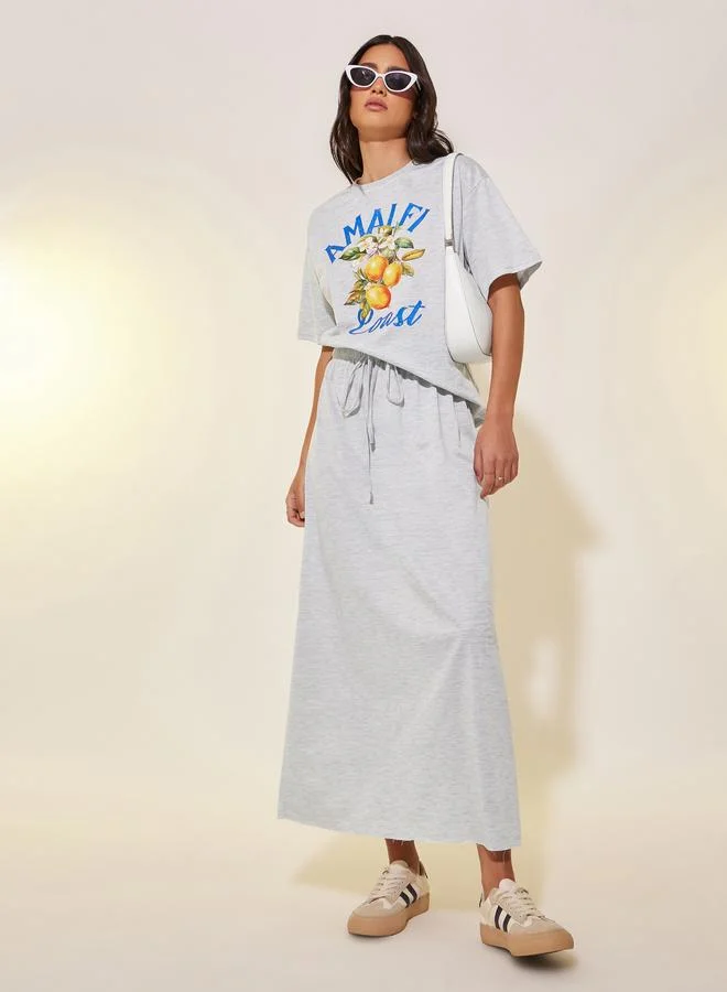 تايك تو Take Two Graphic Print Short Sleeve T-Shirt and Skirt Co-Ords