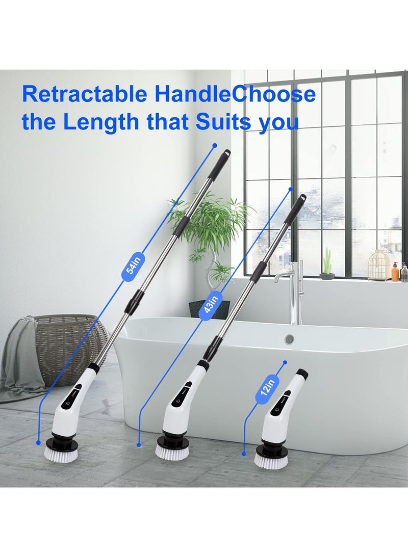 9 in 1 Electric Spin Scrubber, Cordless Cleaning Brush Tub Tile Scrubber for Home, 9 Replaceable Brush & Heads, 54 inch Adjustable Extension arm for Bathroom, Kitchen, Floor, Tile, tub Power Shower Scrubber  - Image 4