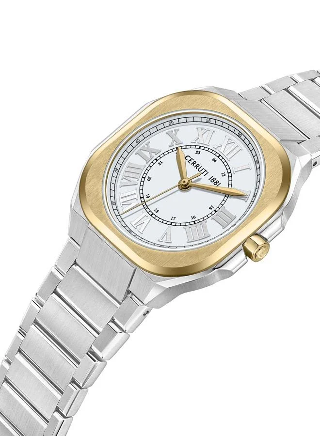 CERRUTI 1881 Cerruti 1881 Leadi Analog White Watch For Men Sapphire Coated Curve Glass And Stainless Steel Bracelet 42mm Water Resistant 5 ATM - CIWGH0042602