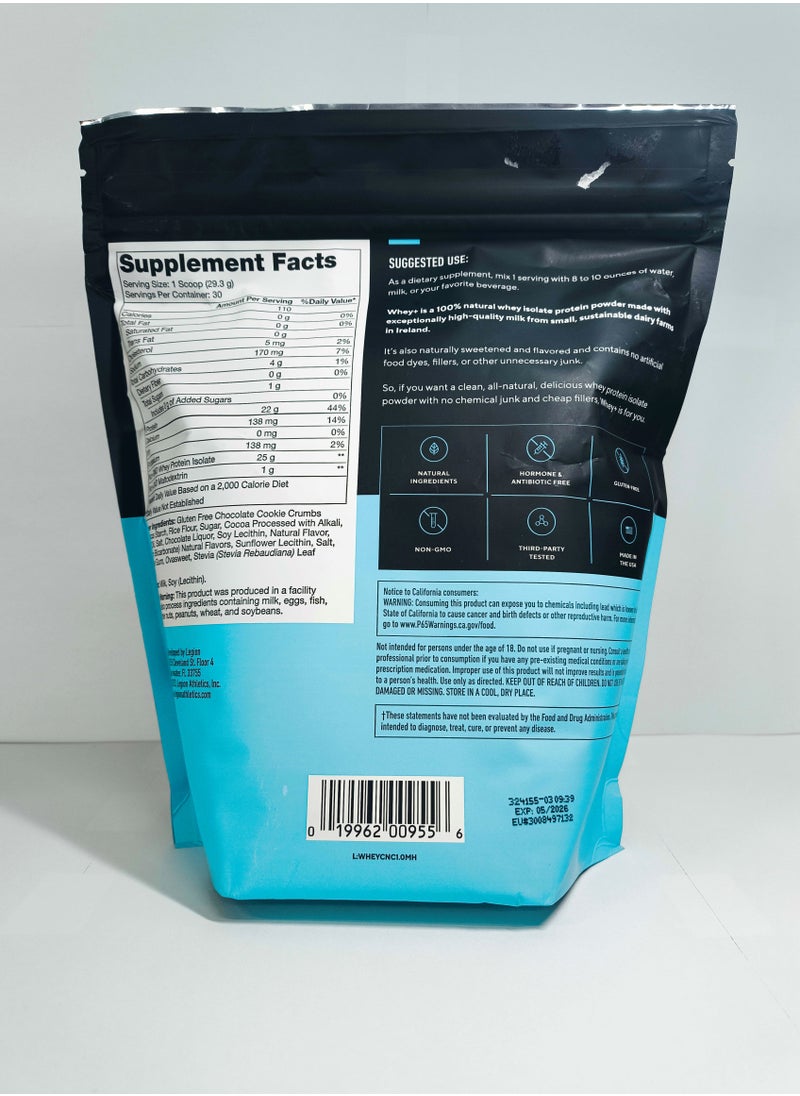 Legion Athletics - Whey+ Protein Powder Grass Fed Whey Protein Isolate Naturally Sweetened And Flavored No Added Sugars 22 grams Per Serving 879g (1.94Lbs) 30 Servings - Cookies And Cream - Image 1