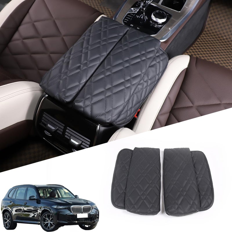 وسادة كونسول السيارة JONKOKO لسيارات BMW X5 G05 X6 G06 X7 G07 2019-2023 غطاء مسند ذراع جلد مائي واقي لعلبة مسند الذراع ملحقات نمط B