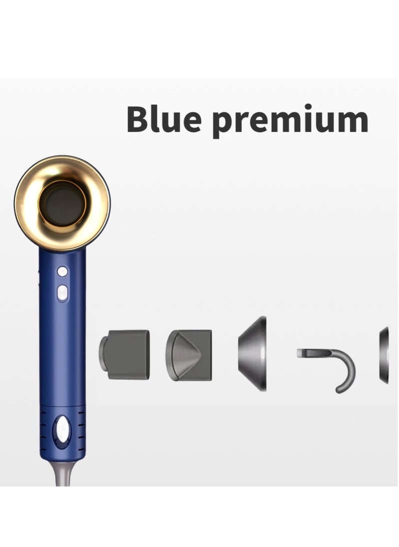 High-speed Hair Dryer 1600W High-power Brushless Motor Multi-Function Professional High-speed Hair Dryer Blue 5 Heads